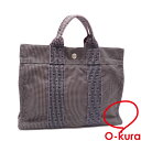 【中古】 エルメス エールライン トート PM トートバッグ グレー キャンバス HERMES ハンド レディース メンズ 男女兼用