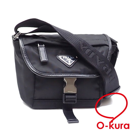 【中古】 プラダ Re-Nylon × サフィアーノレザー ショルダーバッグ メンズ ブラック 黒 リサイクルポリアミド 2VD070 斜め掛け 【中古】 プラダ Re-Nylon × サフィアーノレザー ショルダーバッグ メンズ ブラック 黒 リサイクルポリアミド 2VD070 斜め掛け