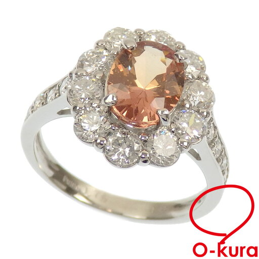 【中古】 パパラチアサファイア ダイヤモンド リング レディース Pt950 12号 1.700ct/D1.48ct 5.9g プラチナ 指輪 通常加熱 【中古】 パパラチアサファイア ダイヤモンド リング レディース Pt950 12号 1.700ct/D1.48ct 5.9g プラチナ 指輪 通常加熱