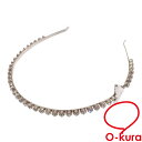 【中古】 プラダ カチューシャ 装飾付 ブラス ヘッドバンド レディース 真鍮 人工クリスタル シルバーカラー ヘアアクセサリー 1IH048 トライアングルロ...