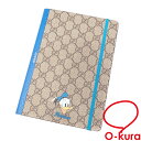 【中古】 グッチ × ディズニー ノートブック GGスプリーム ベージュ ブルー PVC レザー レディース メンズ 文房具 ドナルドダック コラボ