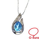 【中古】 アクアマリン ダイヤモンド ネックレス レディース K10WG D0.08ct 2.1g 10金 ホワイトゴールド
