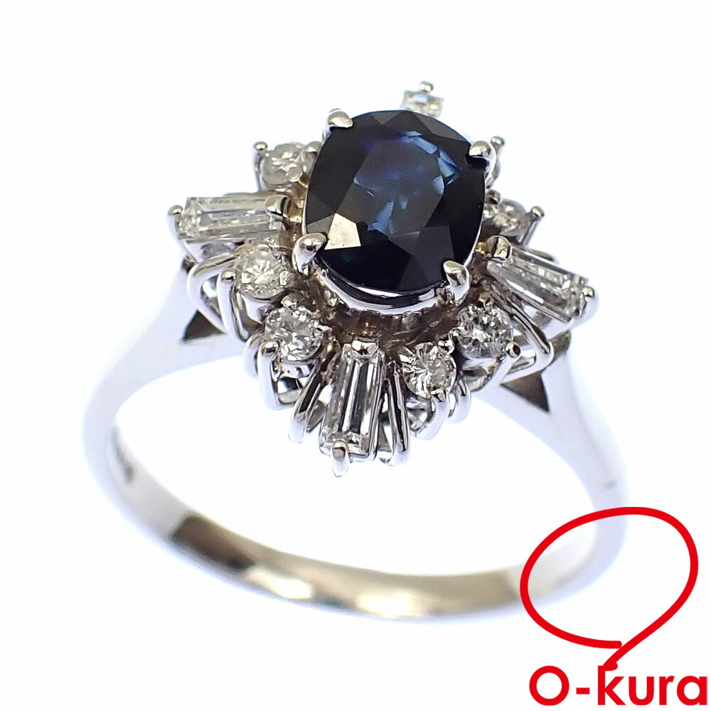 【中古】 サファイア ダイヤモンド リング レディース Pt900 13号 0.79ct/0.35ct 5.1g 指輪 プラチナ