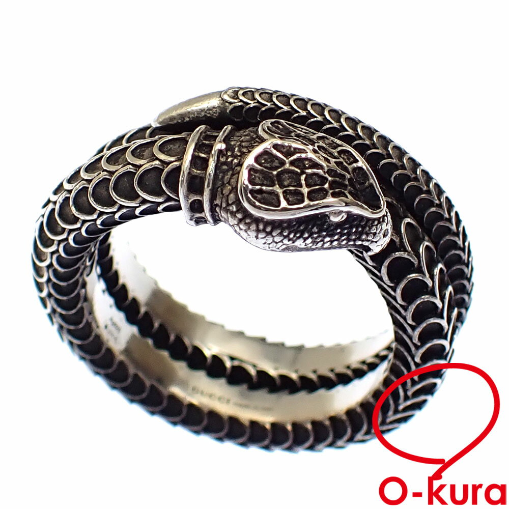 【中古】 グッチ ガーデン スネーク リング メンズ SV925 18号 #19 15.9g 指輪 シルバー 577294 J8400 0811 蛇 ヘビ