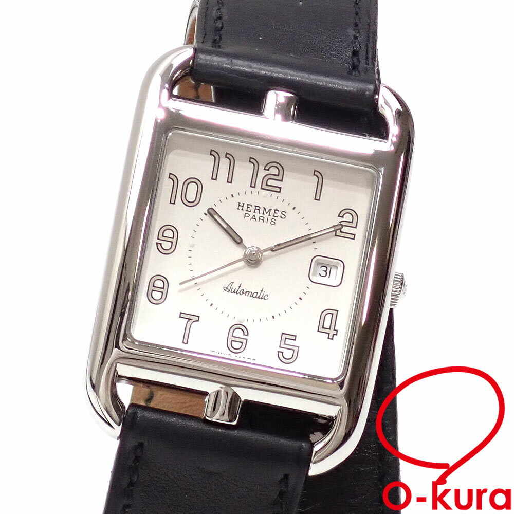 【中古】 エルメス 腕時計 ケープコッド メンズ オートマ SS 革ベルト CC1.710 自動巻き 機械式 ドゥブルトゥール