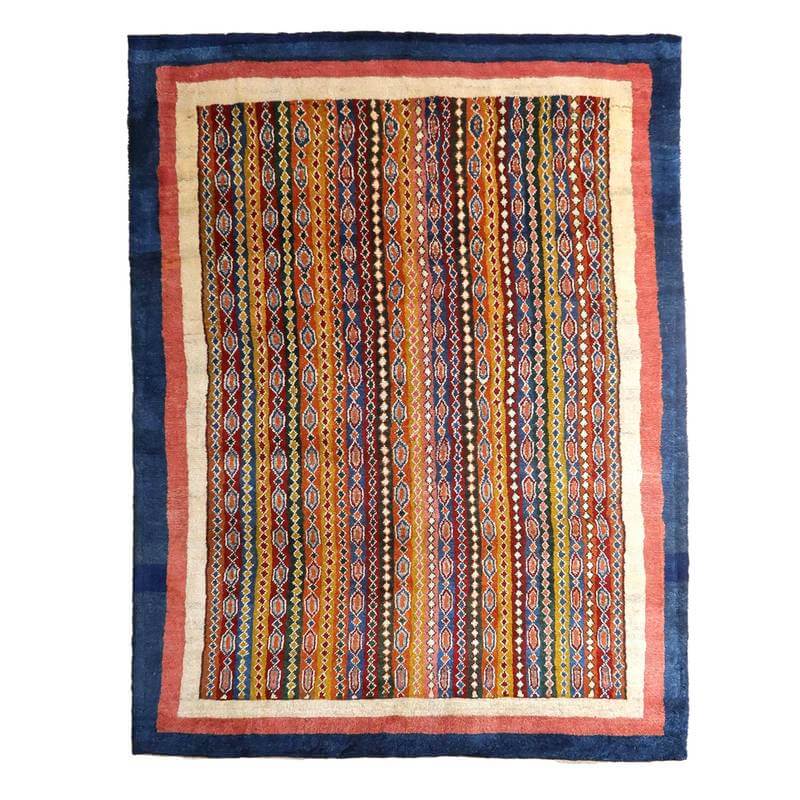 ギャッベ イラン製 リビングサイズ 197×148cm 手織り 天然 ウール100% 草木染 モダン ナチュラル 北欧 ラグ 絨毯 マット ラグマット ギャベ 床暖房対応 ホットカーペット対応 （BL-10397）