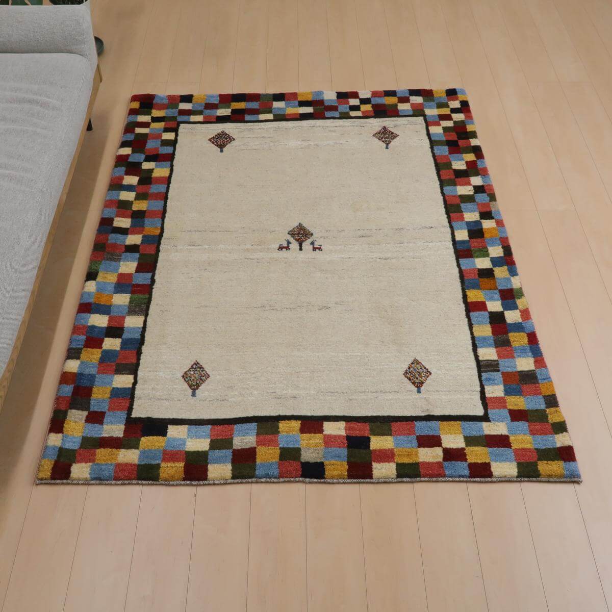 Rakuten - ギャッベ イラン製 リビングサイズ 200×154cm 手織り 天然 ウール100% 長方形 草木染 モダン ナチュラル 北欧 ラグ 絨毯 マット ラグマット ギャベ 床暖房対応 ホットカーペット対応 （BL-11348）