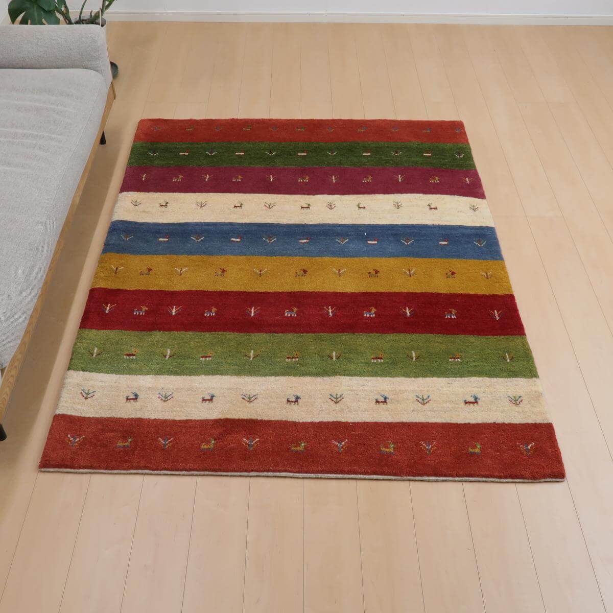 樂天商城 - ギャッベ イラン製 リビングサイズ 195×152cm 手織り 天然 ウール100% 長方形 草木染 モダン ナチュラル 北欧 ラグ 絨毯 マット ラグマット ギャベ 床暖房対応 ホットカーペット対応 （BL-11359）