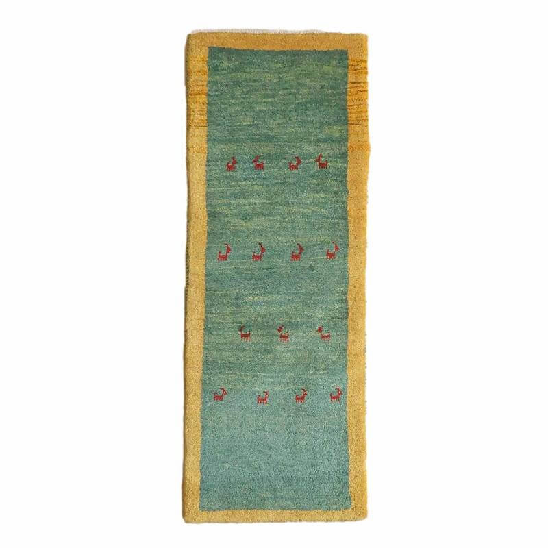 ギャッベリーズバフ イラン製 147×55cm 手織り 天然 ウール100% 草木染　細長ランナーサイズ モダン ナチュラル 北欧 ラグ 絨毯 マット ラグマット ギャベ 床暖房対応 ホットカーペット対応 （BR-10588）