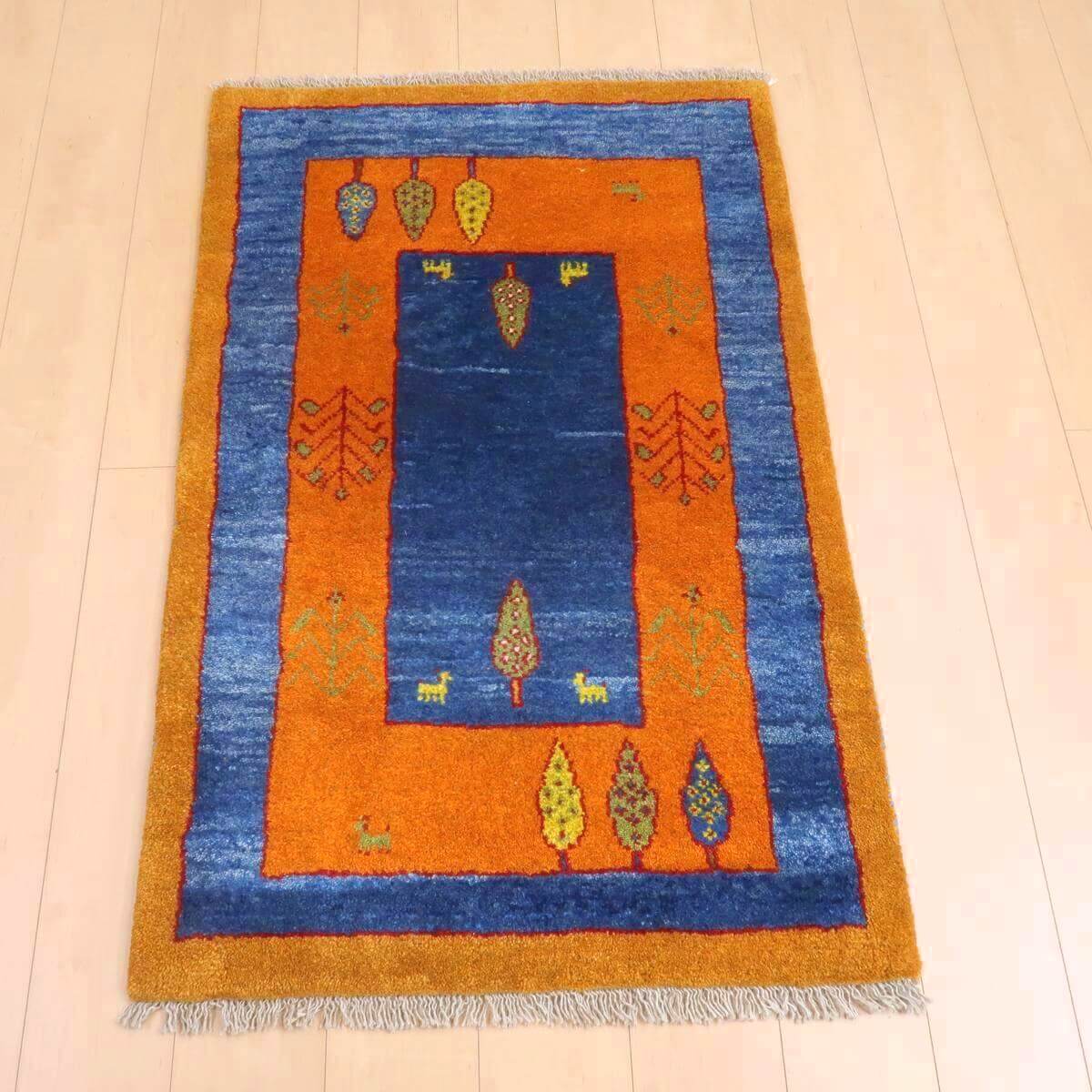 Rakuten - ギャッベ イラン製 リビングサイズ 125×82cm 手織り 天然 ウール100% 長方形 草木染 モダン ナチュラル 北欧 ラグ 絨毯 マット ラグマット ギャベ 床暖房対応 ホットカーペット対応 （BS-11384）