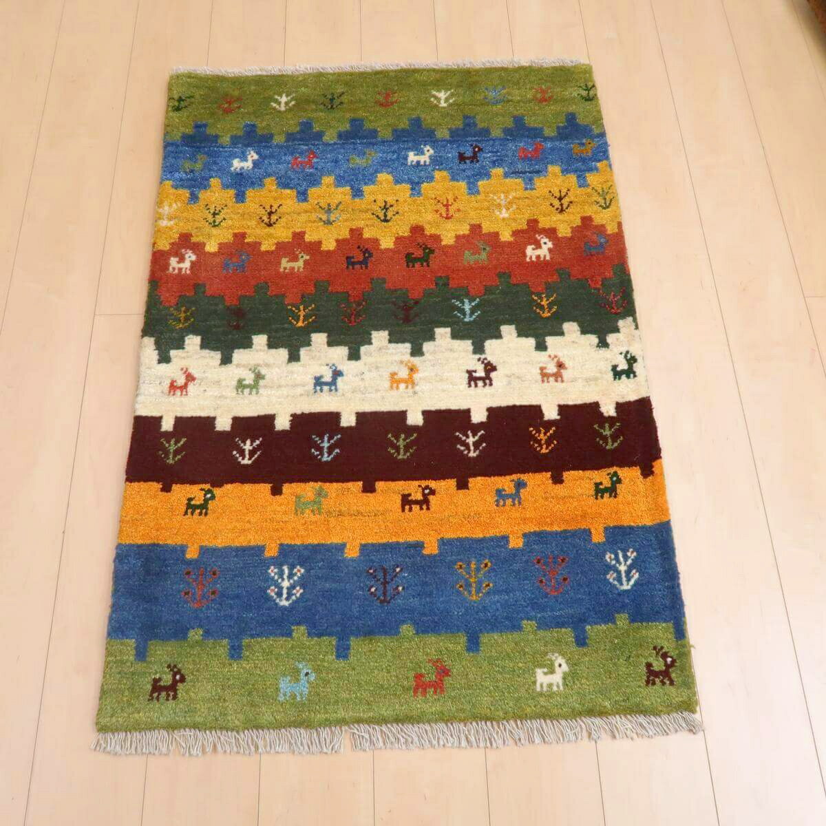 樂天商城 - ギャッベ イラン製 リビングサイズ 121×83cm 手織り 天然 ウール100% 長方形 草木染 モダン ナチュラル 北欧 ラグ 絨毯 マット ラグマット ギャベ 床暖房対応 ホットカーペット対応 （BS-11398）
