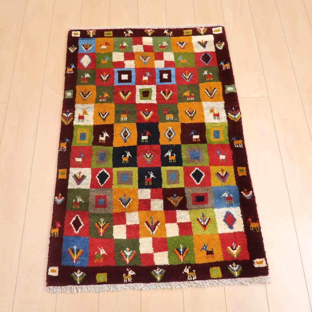 樂天商城 - ギャッベ イラン製 リビングサイズ 123×81cm 手織り 天然 ウール100% 長方形 草木染 モダン ナチュラル 北欧 ラグ 絨毯 マット ラグマット ギャベ 床暖房対応 ホットカーペット対応 （BS-11409）