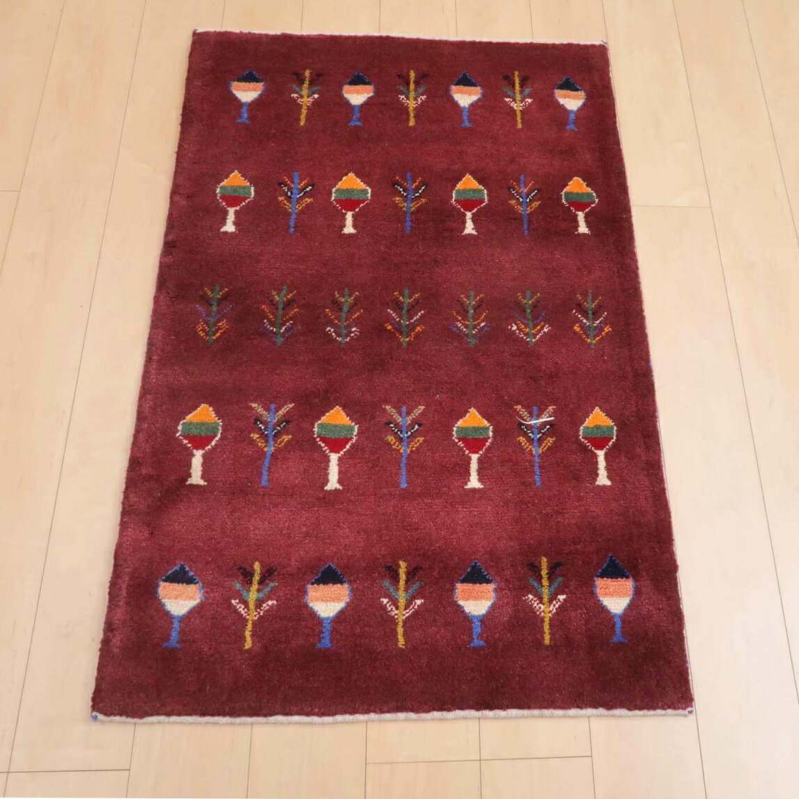 Rakuten - ギャッベ イラン製 リビングサイズ 125×81cm 手織り 天然 ウール100% 長方形 草木染 モダン ナチュラル 北欧 ラグ 絨毯 マット ラグマット ギャベ 床暖房対応 ホットカーペット対応 （BS-11416）