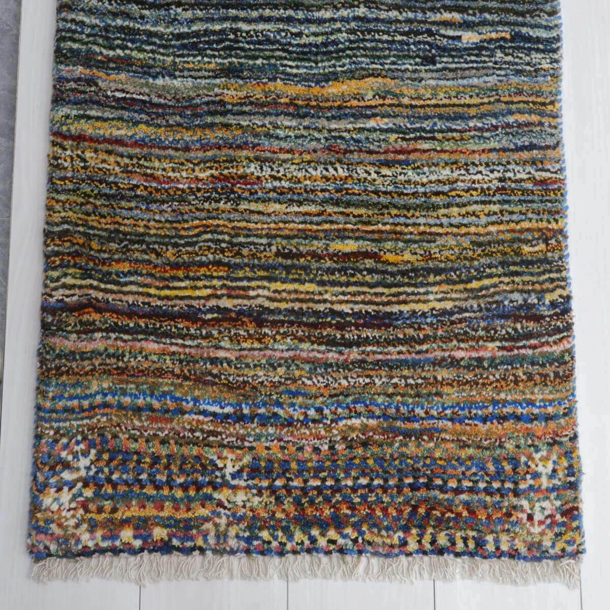 ギャッベ イラン製 89×58cm 玄関サイズ アクセントラグ ウール100% 本物 イラン直輸入 手織り 天然素材 草木染 おしゃれ モダン 北欧 ラグ インテリア テントマット 車中泊マット ガレージマット ギャベ インテリア小物 90 60(BSS-11580) [2]