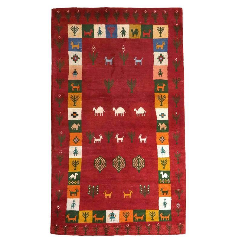 ギャッベ イラン製 254×145cm 手織り 天然 ウール100% 草木染 特大ルームサイズ モダン ナチュラル 北..