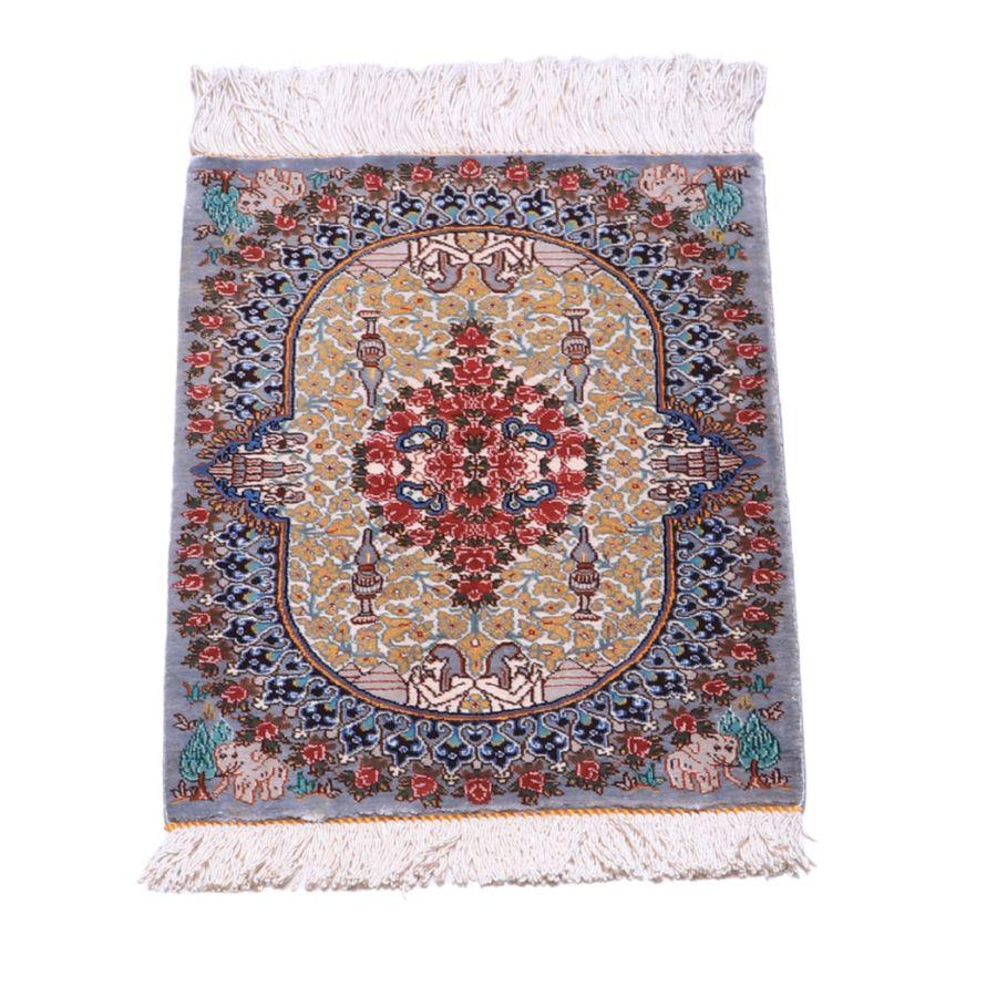 樂天商城 - ペルシャ絨毯 イラン製 42×28cm 手織り 天然 シルク100% 長方形 草木染 高級 ナチュラル 北欧 ラグ 絨毯 マット ラグマット カーペット 床暖房対応 ホットカーペット対応 （FN-70276）