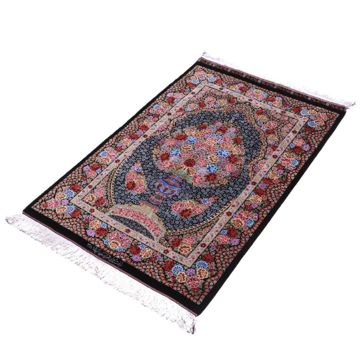 ペルシャ絨毯 イラン製 124×80cm 手織り 天然 シルク100% 長方形 草木染 高級 ナチュラル 北欧 ラグ 絨毯 マット ラグマット カーペット 床暖房対応 ホットカーペット対応 (FN-70329) [2]