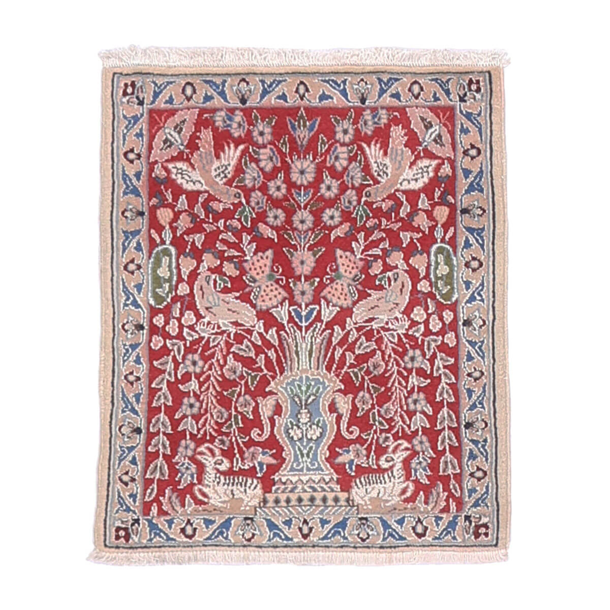 樂天商城 - ペルシャ絨毯 イラン製 リビングサイズ 56×47cm 手織り 天然 長方形 草木染 おしゃれ かわいい モダン ナチュラル 北欧 ラグ 絨毯 マット ラグマット カーペット 高品質床暖房対応 ホットカーペット対応 （FS-70042）