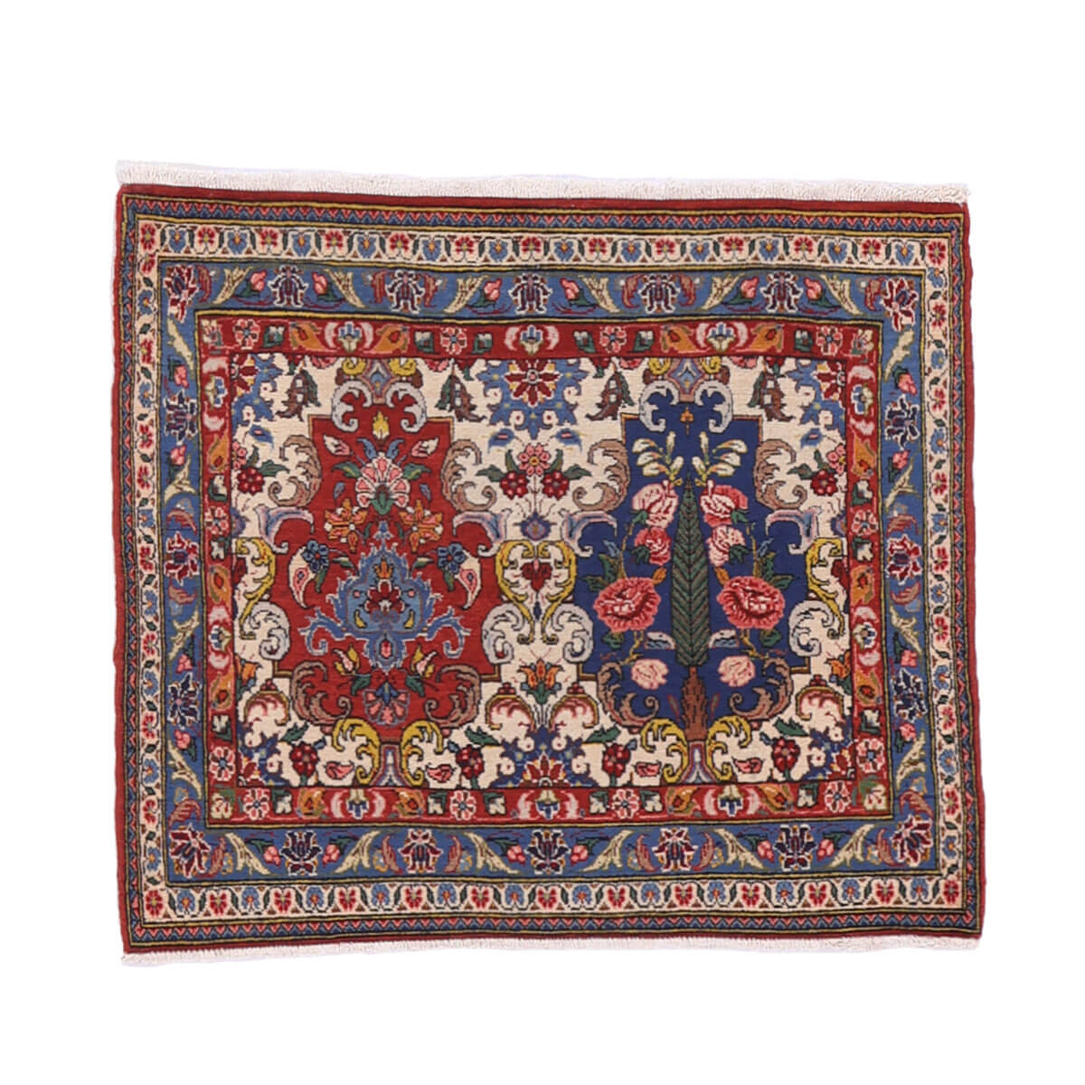 樂天商城 - ペルシャ絨毯 イラン製 リビングサイズ 94×81cm 手織り 天然 長方形 草木染 おしゃれ かわいい モダン ナチュラル 北欧 ラグ 絨毯 マット ラグマット カーペット 高品質床暖房対応 ホットカーペット対応 （FS-70051）