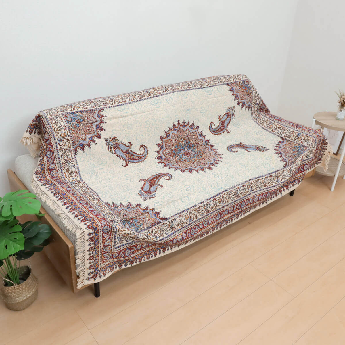 Rakuten - ペルシャ更紗 ガラムカール 200×135cm テーブルクロス ペイズリー柄 コットン ソファーカバー ベッドカバー 手染め布（GC-12604）