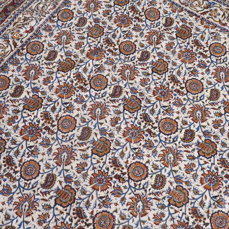 ペルシャ更紗 ガラムカール 240×160cm イラン産 綿100% 手染布 マルチカバー ソファーカバー ベッドカバー テーブルクロス アジアン エスニック オリエンタル柄 ベージュ 赤 ペイズリー (品番:GC-2403) [2]