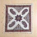ペルシャ更紗 ガラムカール 60×60cm イラン産 綿100% 手染布 マルチカバー テーブルクロス アジアン エスニック オリエンタル柄 ベージュ 赤 ペイ...
