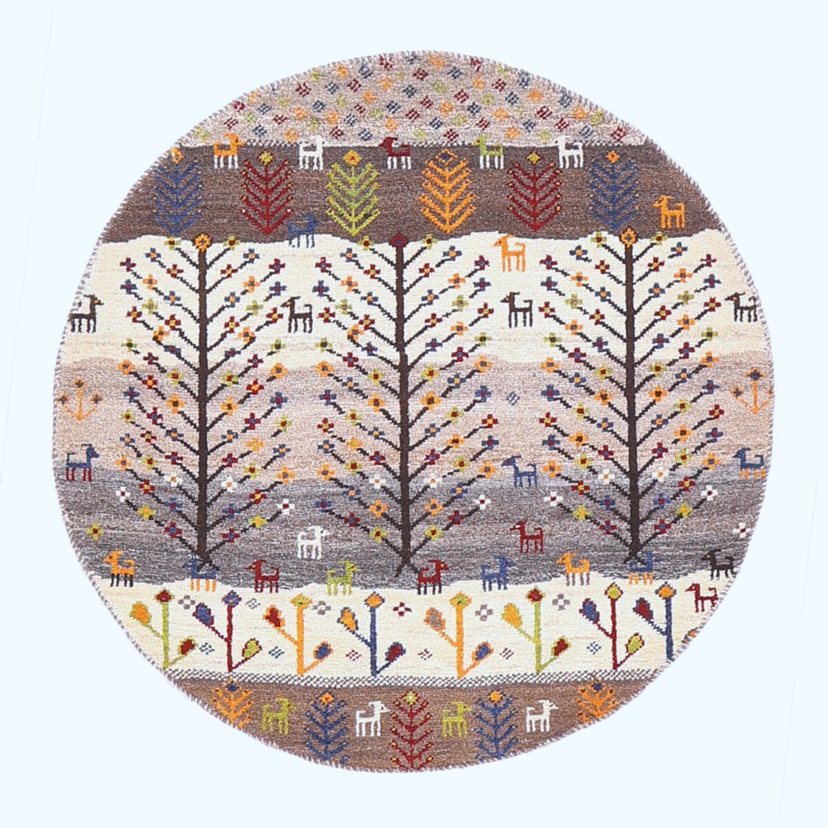 樂天商城 - ギャッベ イラン製 リビングサイズ 94×94cm 手織り 天然 ウール100% 長方形 草木染 おしゃれ かわいい モダン ナチュラル 北欧 ラグ 絨毯 マット ラグマット カーペット ギャベ 床暖房対応 ホットカーペット対応 （HM-70090）
