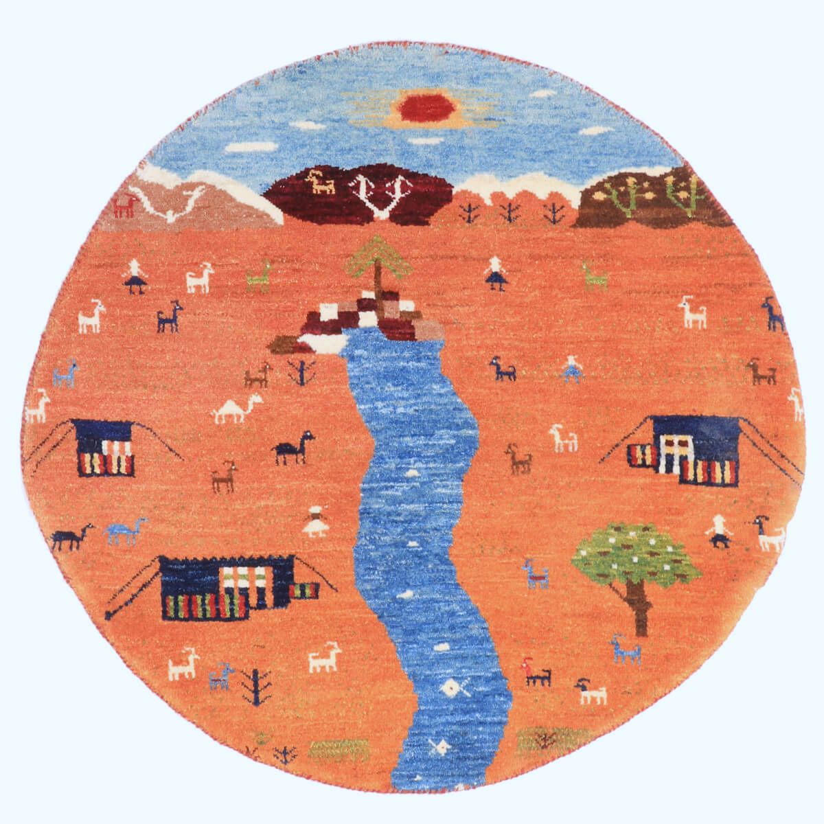樂天商城 - ギャッベ イラン製 リビングサイズ 83×83cm 手織り 天然 ウール100% 長方形 草木染 おしゃれ かわいい モダン ナチュラル 北欧 ラグ 絨毯 マット ラグマット カーペット ギャベ 床暖房対応 ホットカーペット対応 （HM-70092）