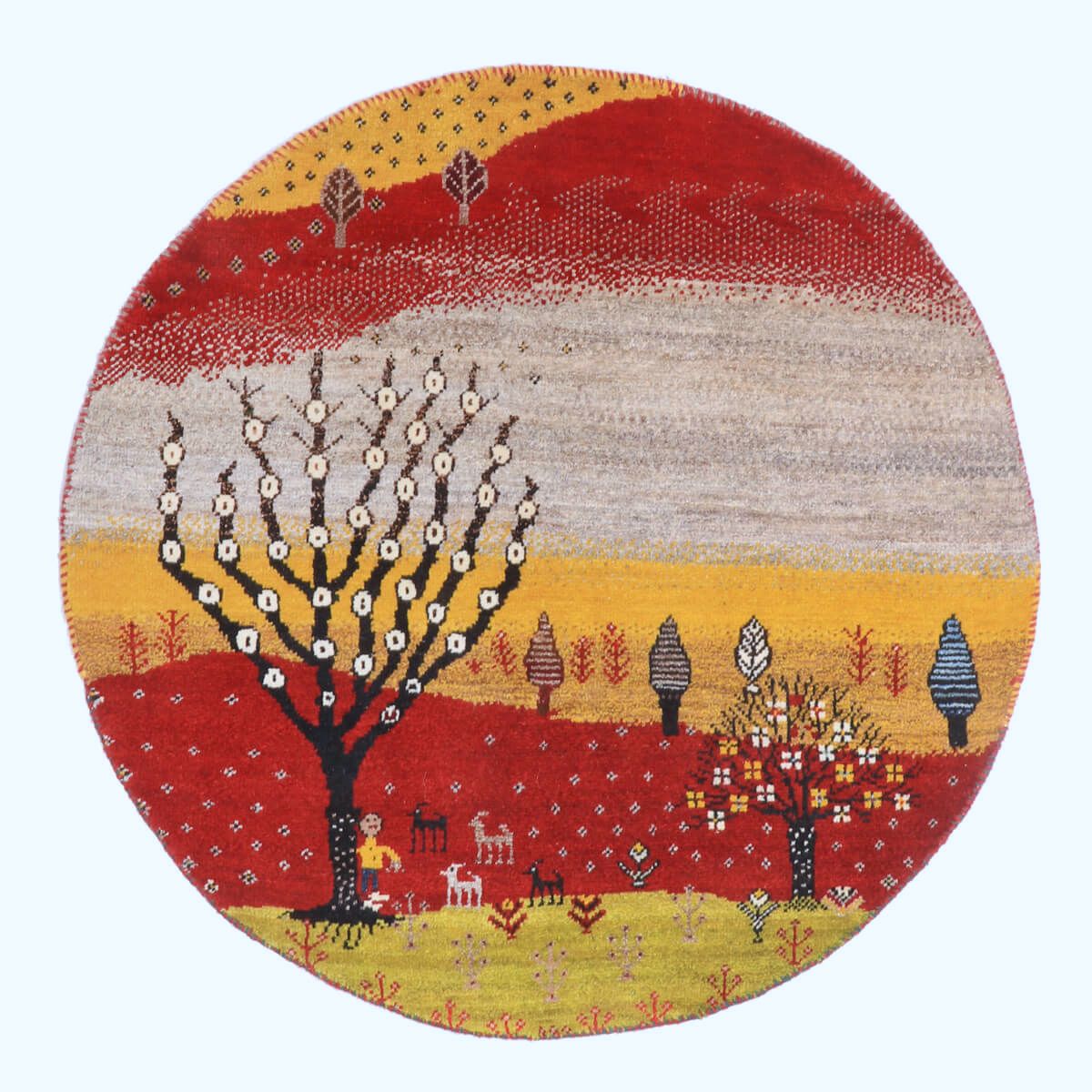 樂天商城 - ギャッベ イラン製 リビングサイズ 94×94cm 手織り 天然 ウール100% 長方形 草木染 おしゃれ かわいい モダン ナチュラル 北欧 ラグ 絨毯 マット ラグマット カーペット ギャベ 床暖房対応 ホットカーペット対応 （HM-70094）