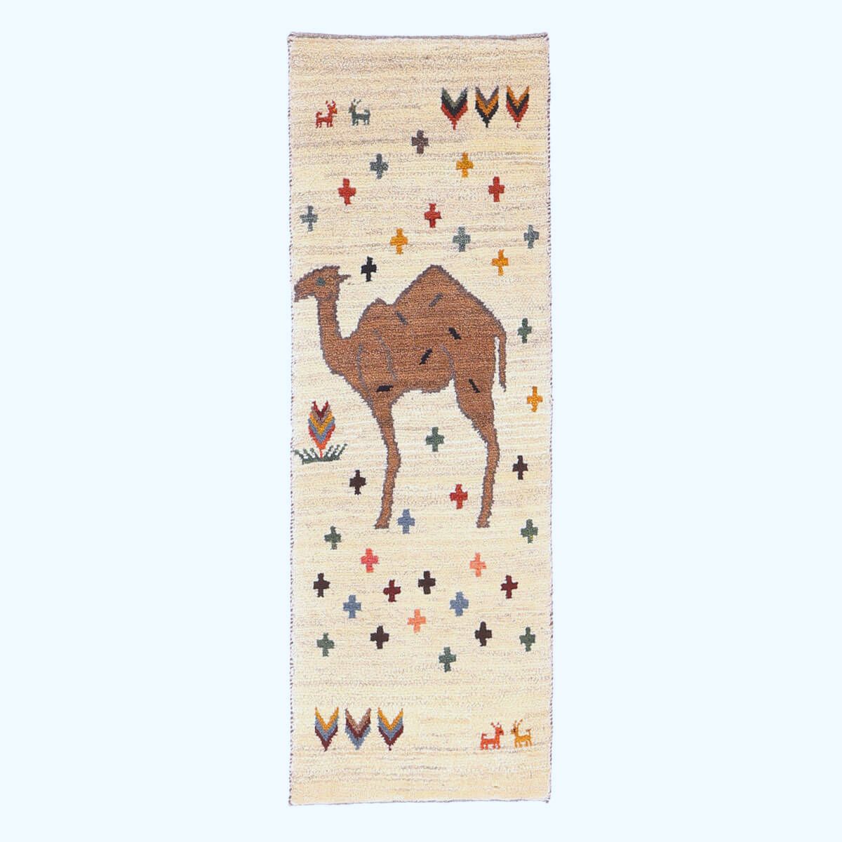 樂天商城 - ギャッベ イラン製 リビングサイズ 153×53cm 手織り 天然 ウール100% 長方形 草木染 おしゃれ かわいい モダン ナチュラル 北欧 ラグ 絨毯 マット ラグマット カーペット ギャベ 床暖房対応 ホットカーペット対応 （HM-70129）