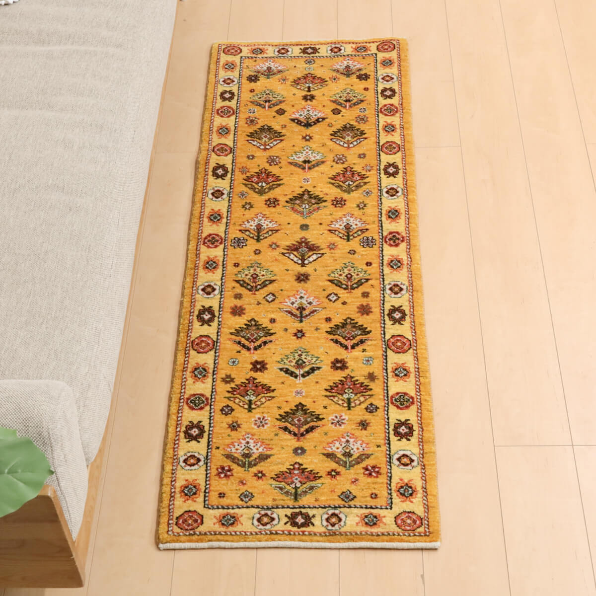 ギャッベ イラン製 リビングサイズ 159×52cm 手織り 天然 ウール100% 長方形 草木染 おしゃれ かわいい モダン ナチュラル 北欧 ラグ 絨毯 マット ラグマット カーペット ギャベ 床暖房対応 ホットカーペット対応 (HR-11844) [2]