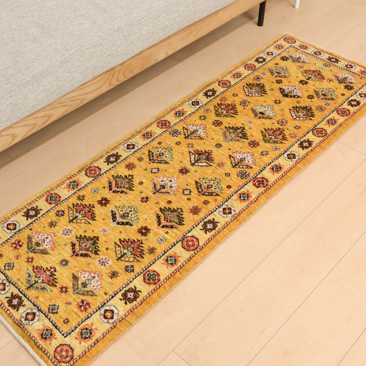 ギャッベ イラン製 リビングサイズ 159×52cm 手織り 天然 ウール100% 長方形 草木染 おしゃれ かわいい モダン ナチュラル 北欧 ラグ 絨毯 マット ラグマット カーペット ギャベ 床暖房対応 ホットカーペット対応 (HR-11844) [3]