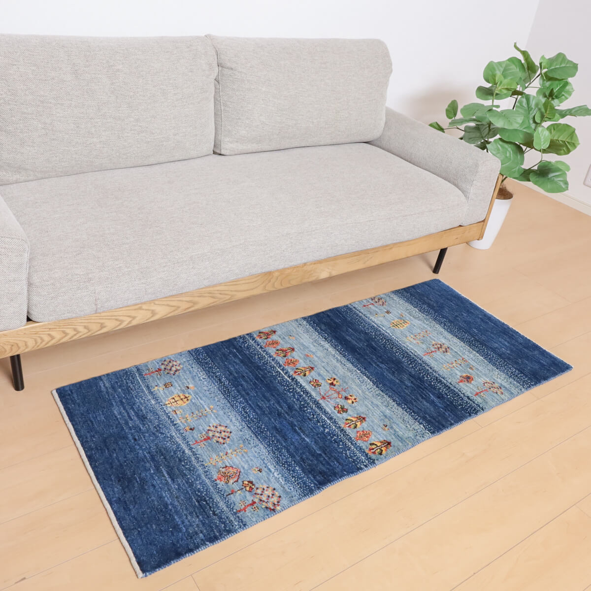 352 cm - 352 cm - ギャッベ イラン製 リビングサイズ 151×63cm 手織り 天然 ウール100% 長方形 草木染 おしゃれ かわいい モダン ナチュラル 北欧 ラグ 絨毯 マット ラグマット ギャベ 床暖房対応 ホットカーペット対応 （HR-12008）