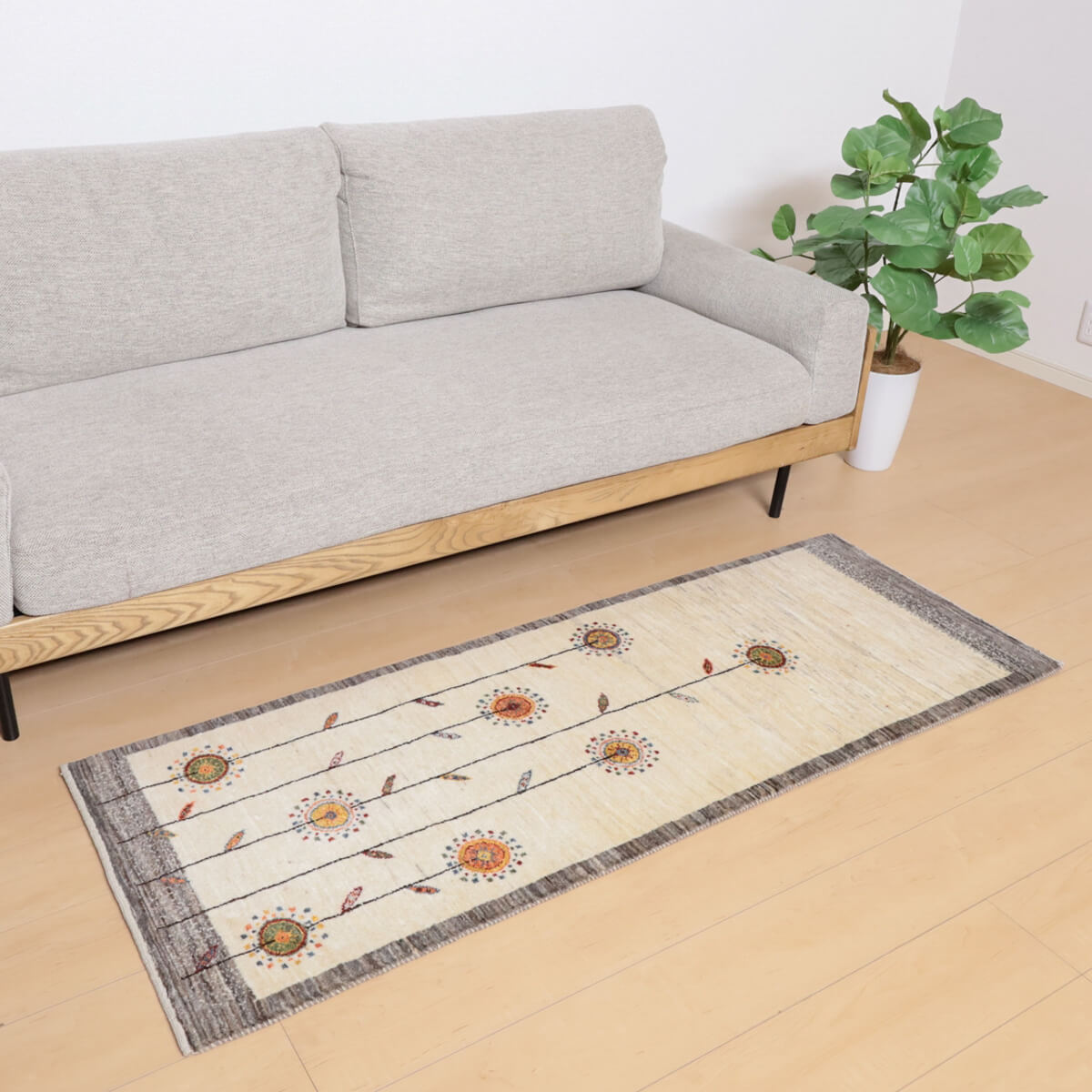 樂天商城 - ギャッベ イラン製 リビングサイズ 161×60cm 手織り 天然 ウール100% 長方形 草木染 おしゃれ かわいい モダン ナチュラル 北欧 ラグ 絨毯 マット ラグマット ギャベ 床暖房対応 ホットカーペット対応 （HR-12010）
