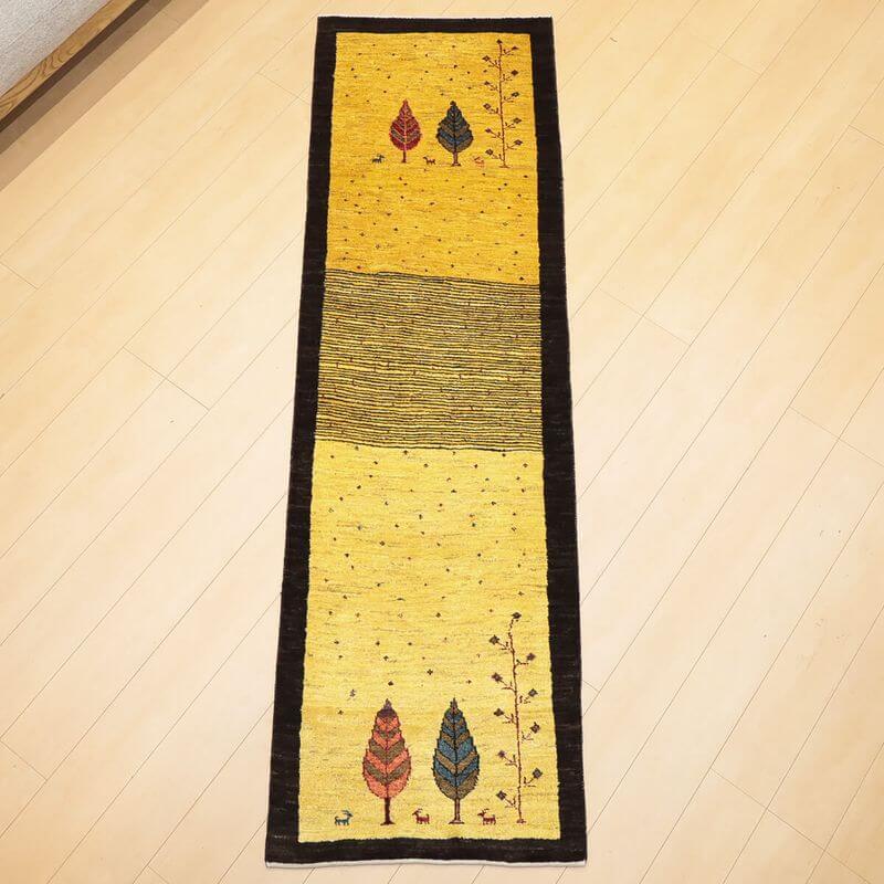 Character Pattern - ギャッベ イラン製 リビングサイズ 239×72cm 手織り 天然 ウール100% 長方形 草木染 おしゃれ かわいい モダン ナチュラル 北欧 ラグ 絨毯 マット ラグマット カーペット ギャベ 床暖房対応 ホットカーペット対応 （HR-13119）