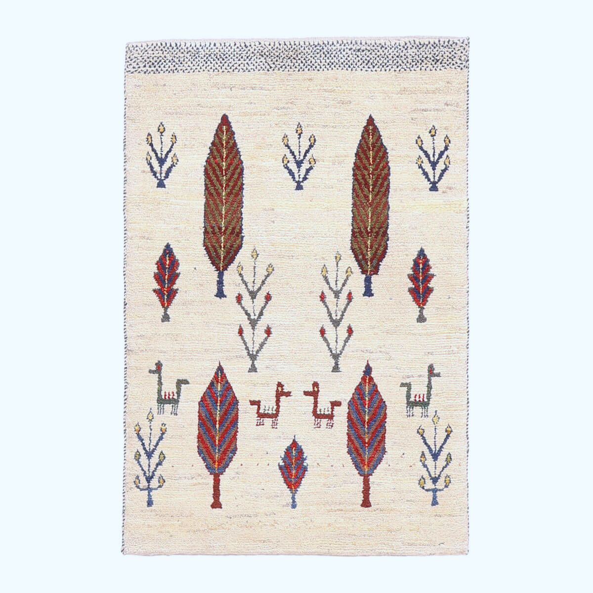 樂天商城 - ギャッベ イラン製 リビングサイズ 122×82cm 手織り 天然 ウール100% 長方形 草木染 おしゃれ かわいい モダン ナチュラル 北欧 ラグ 絨毯 マット ラグマット カーペット ギャベ 床暖房対応 ホットカーペット対応 （HS-70118）