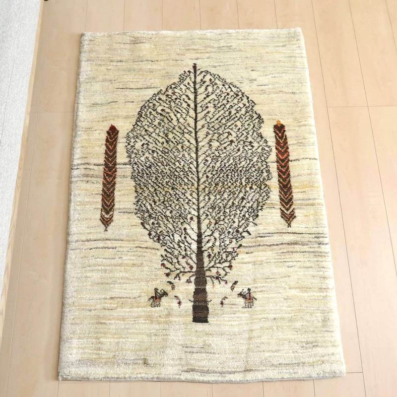 ギャッベカシュクリ イラン製128×86cm 手織り 最高級 天然 ウール100% 草木染 玄関マット おしゃれ かわいい 北欧 ラグ 絨毯 マット ラグマット カーペット 屋内 室内 ギャベ 床暖房対応 ホットカーペット対応 (HS-75303）