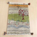 ギャッベルリバフ イラン製 91×57cm 手織り 最高級 天然 ウール100% 草木染 玄関マット おしゃれ かわいい 北欧 ラグ 絨毯 マット ラグマット カーペット 屋内 室内 ギャベ 床暖房対応 ホットカーペット対応 (HSS-73129)