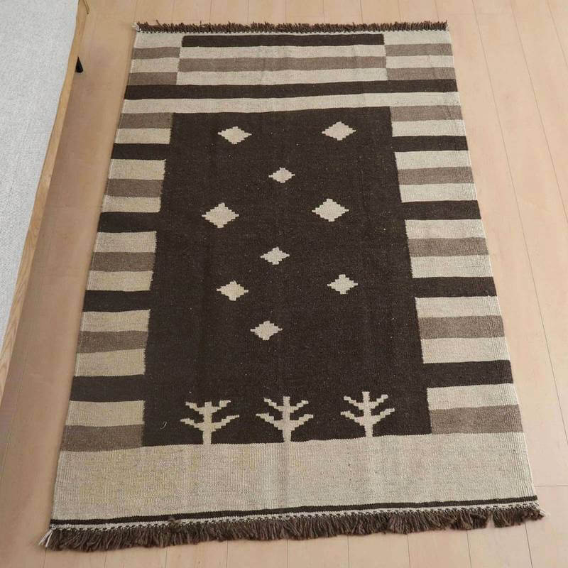 樂天商城 - イラン・シラーズ産 キリム リビングサイズ 183×125cm 手織り ラグ ウール 100% 夏用 洗える ダイニング ベッドルーム ホットカーペット対応 床暖房対応 ラグマット 絨毯 キリム柄 kilim （品番:KL-864）