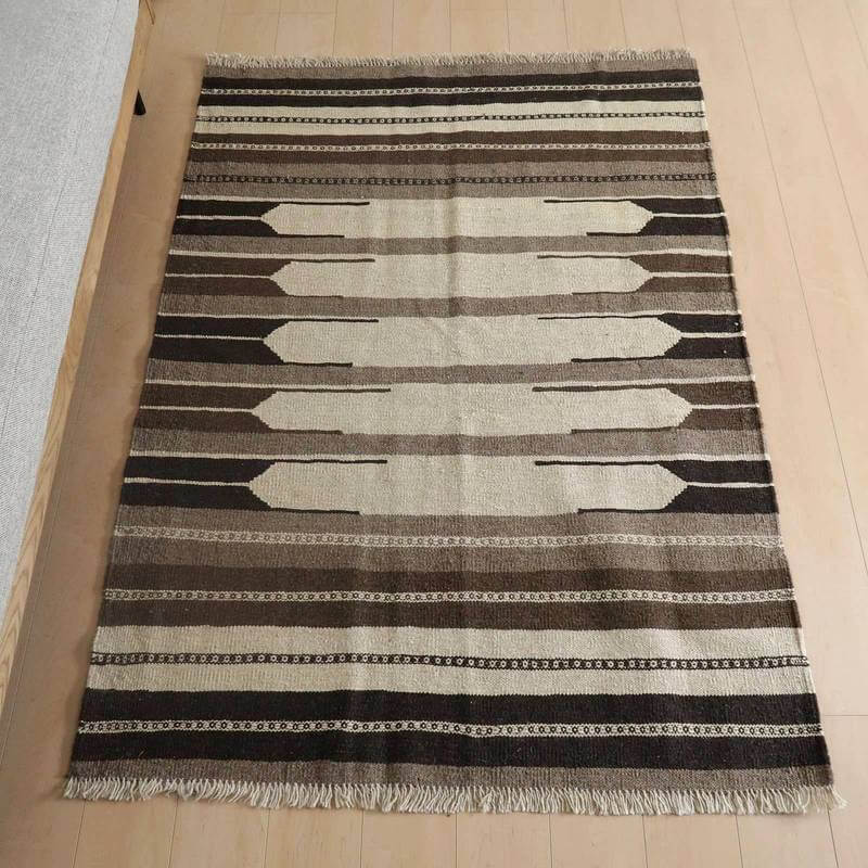 7.5帖用（261 cm×440 cm） - イラン・シラーズ産 キリム アクセントサイズ 174×125cm 手織り ラグ ウール 100% おしゃれ 北欧 ナチュラル 洗える リビング ダイニング ホットカーペット対応 床暖房対応 ラグマット 絨毯 キリム柄 kilim （品番:KM-823）