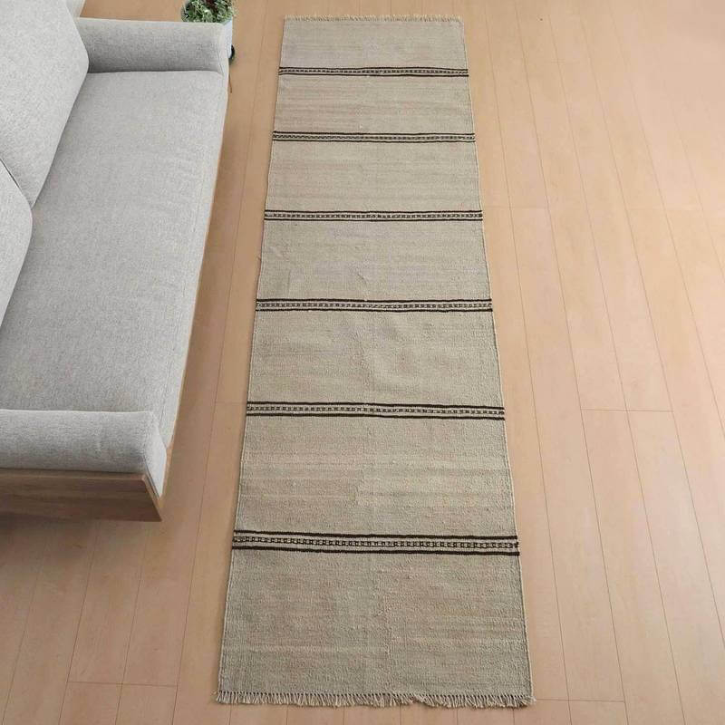 樂天商城 - イラン・シラーズ産 キリム 細長 ランナー 320×86cm 手織り ラグ ウール 100% 洗える キッチンマット 廊下敷 ベッドサイド ロングラグ ラグマット 絨毯 キリム柄 kilim（品番:KR-945）