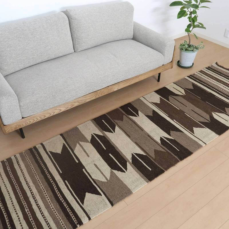 イラン・シラーズ産 キリム 細長 ランナー 297×82cm 手織り ラグ ウール 100% 洗える キッチンマット 廊下敷 ベッドサイド ロングラグ ラグマット 絨毯 キリム柄 kilim(品番:KR-953) [2]