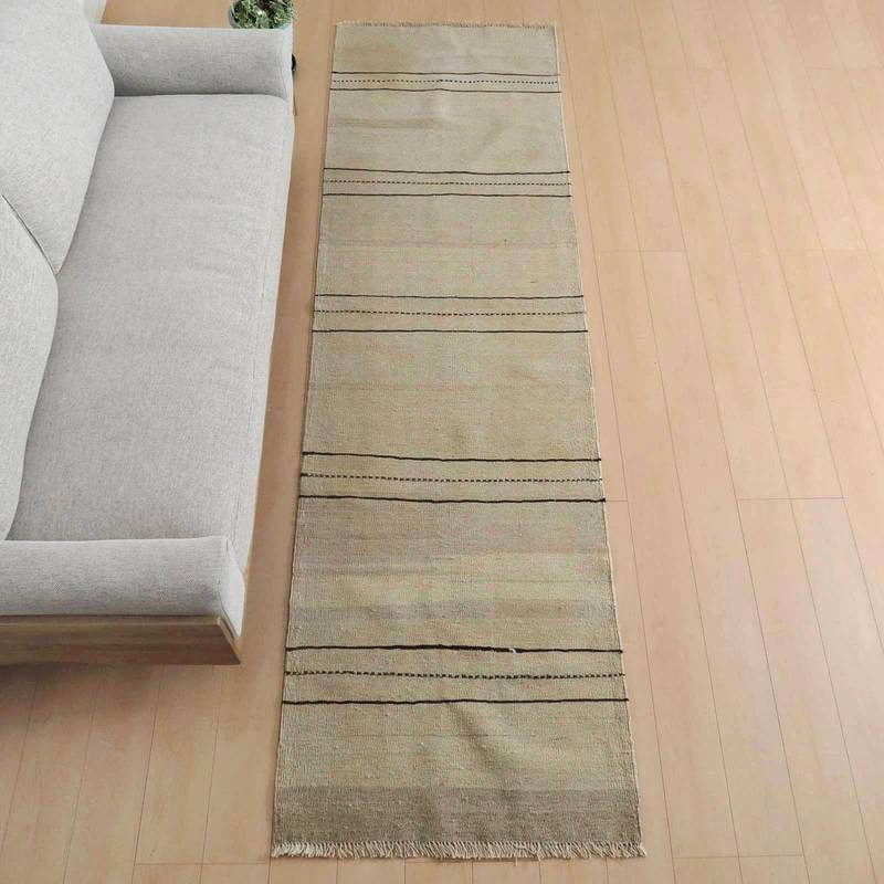 Rakuten - イラン・シラーズ産 キリム 細長 ランナー 295×86cm 手織り ラグ ウール 100% 洗える キッチンマット 廊下敷 ベッドサイド ロングラグ ホットカーペット対応 床暖房対応 ラグマット 絨毯 キリム柄 kilim（品番:KR-963）