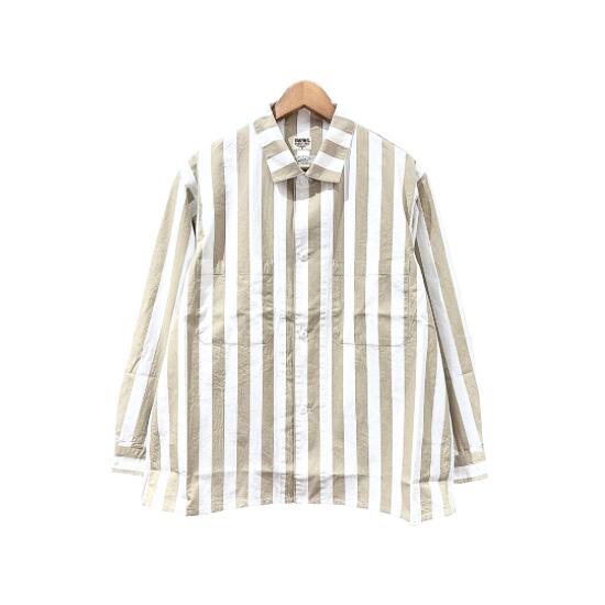 BARNS OUTFITTERS ( o[Y AEgtBb^[Y )WIDE STRIPE LS/SH (ChXgCv Vcj [BR-24200] BEIGE