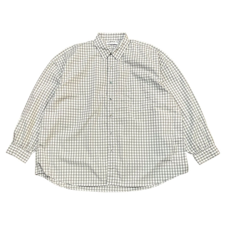 CATTAiJb^j ʒ REGULAR WIDE GATHER SHIRT - GINGHAM GRAY M[ChMU[Vc MK`FbN O[