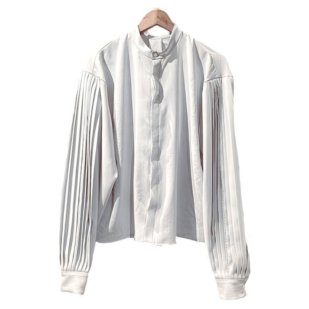 ITOCHI (ȥ) Polyester voile pleated sleeve blouse ice gray(ץ꡼ĥ֥饦) ...