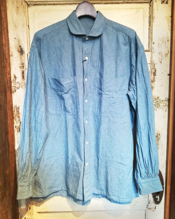 Porter Classic (|[^[NVbN) WIDE POCKET SHIRT -BLUE- Ch|PbgVc u[