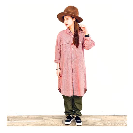 PORTER CLASSIC (ポータークラシック レディース) ROLL UP NEW GINGHAM CHECK SHIRT DRESS