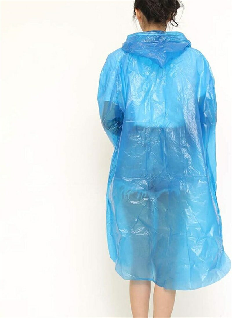 レインコート 3個セット 使い捨て ポンチョ 防雨 緊急 レインコート ドローストリング フード付き Tシャツ スタイル 屋外 厚手 レインウェア ブルー 津波 自身 災害用 防災