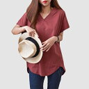 T シャツ Vネック 半袖 トップス 【着痩せ効果アップ・夏の定番・大人カジュアル】 Tシャツ 綿 夏 無地 シンプル 着痩せ ファッション ゆったり 快適 吸...